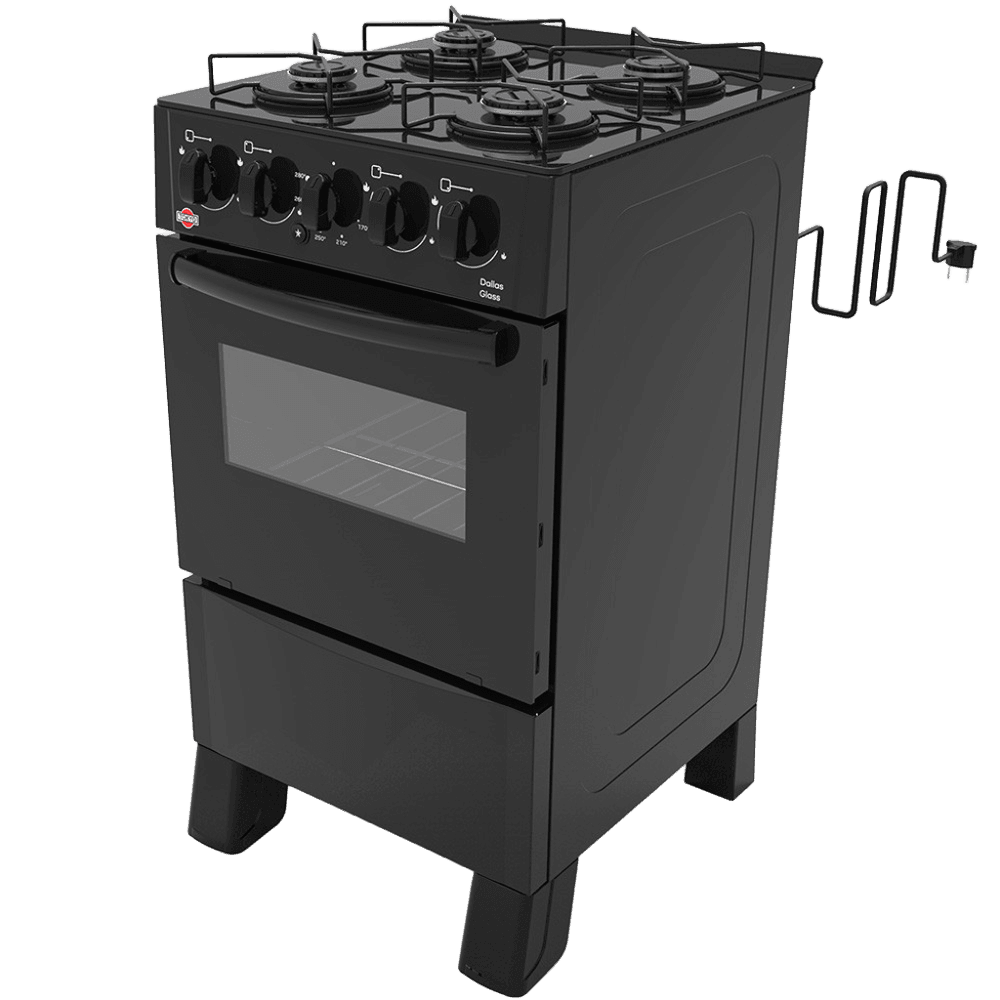 COCINA A GAS TOKYO DALLAS GLASS NEGRO 4H C/ENCENDIDO HORNO LIMPIA FACIL COTODA4HLNG-RE T2853 25145