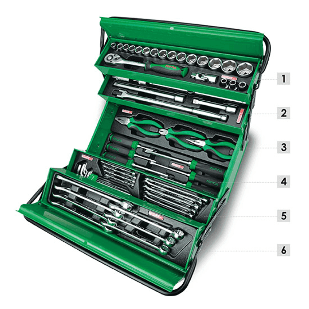 CAJA DE HERRAMIENTAS TOPTUL 62 PZ. CAJA METAL VERDE GCAZ0057 26862