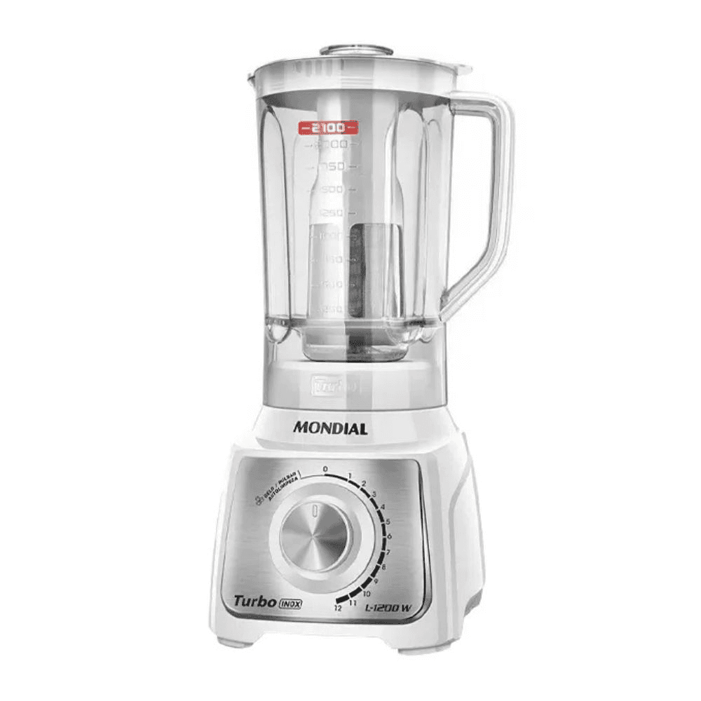 LICUADORA TURBO INOX WHITE MONDIAL 1200W 12 VELOCIDADES 3,0L 305723
