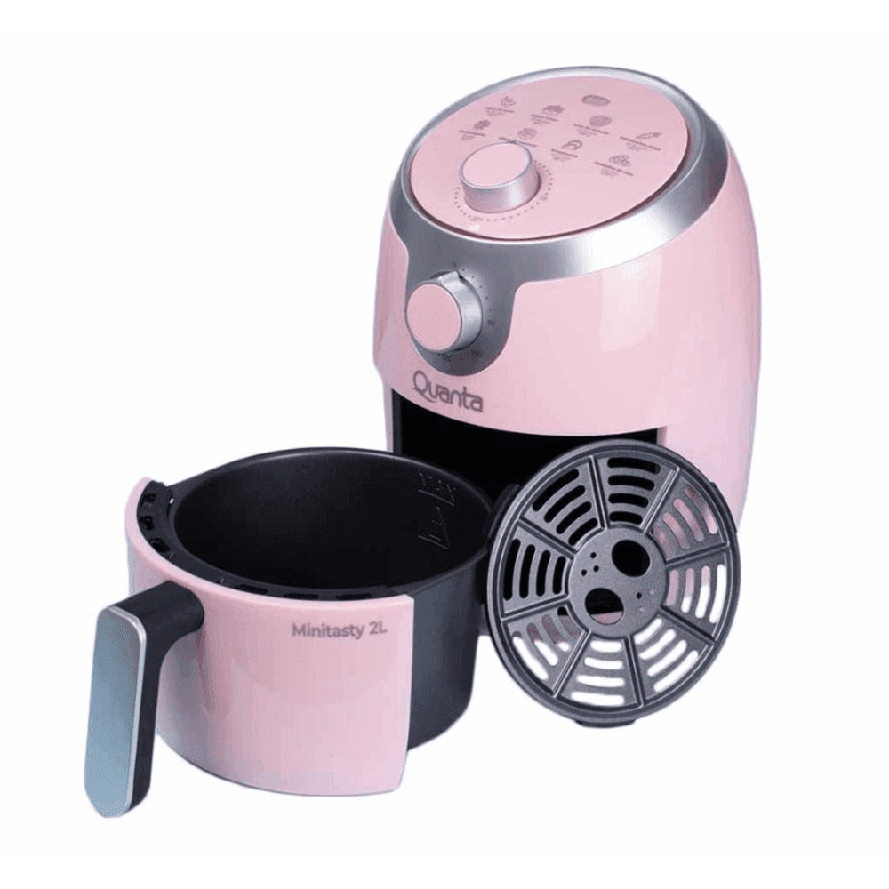 FREIDORA ELECTRICA QUANTA 2LTS MINITASTY 200° 1000W 220V ROSA QTAF230 30611