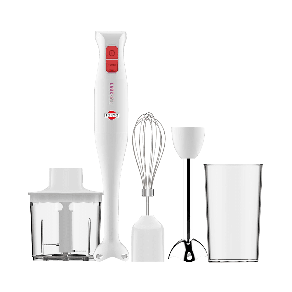 MIXER TOKYO PINK 3 EN 1 PIE INOX CON ACC BATIDOR Y PICADOR 400W T2572 3254