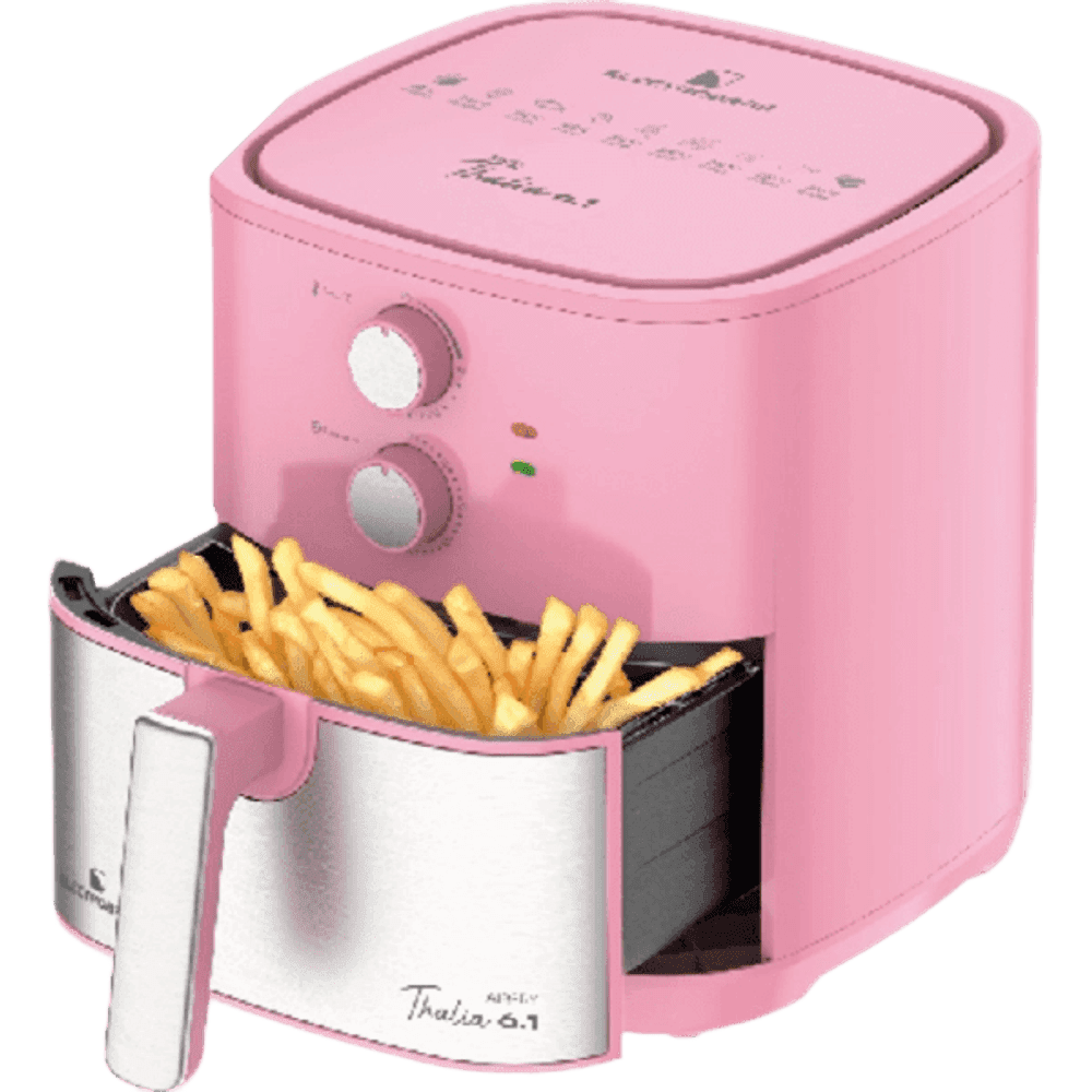 FREIDORA AIR FRYER THALIA 6.1L ELECTROBRASS 1900W TIMER 60MIN 200*C TLAF-61 ROSADO 33176