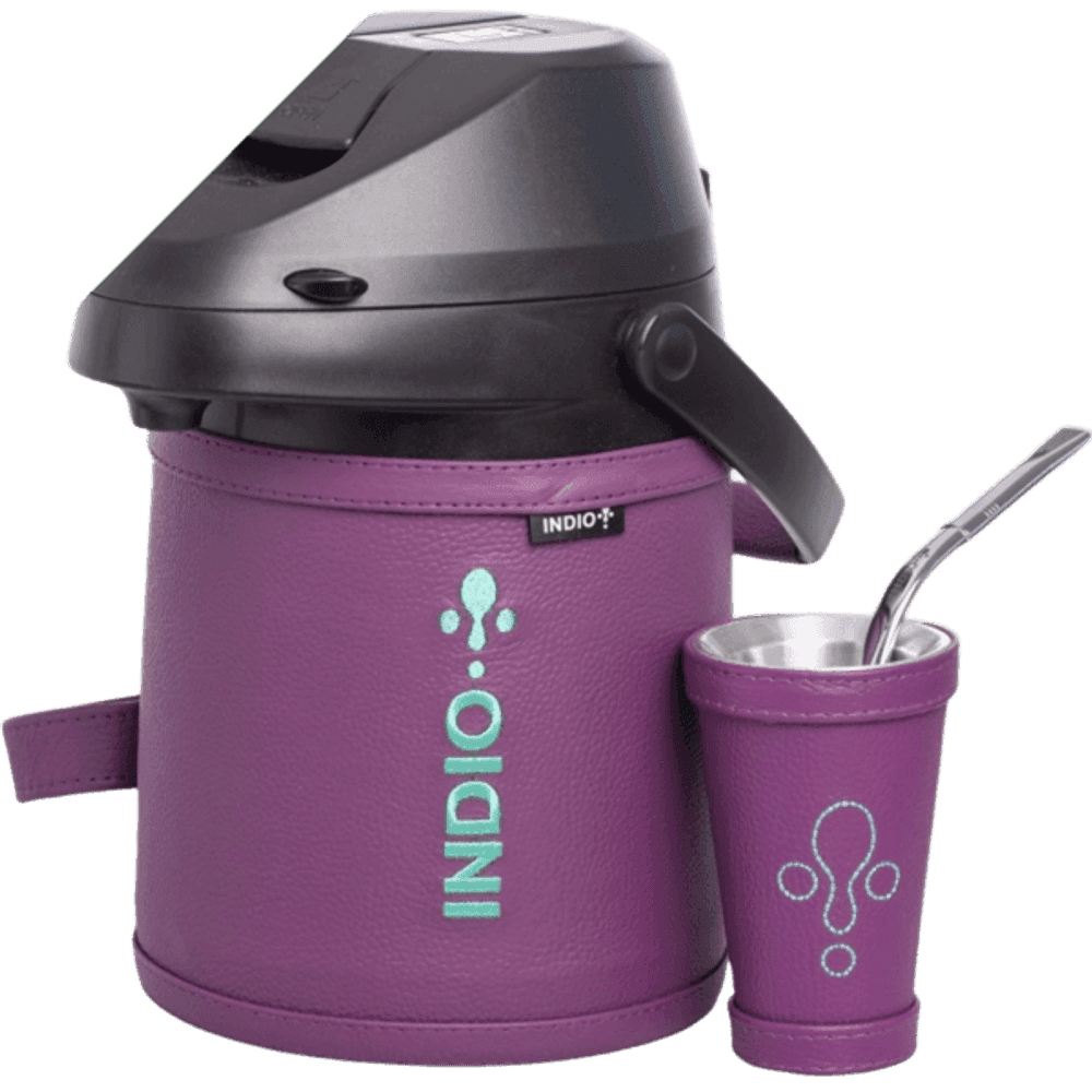 TERMO TERERE INOX 2,5 LILA GRANEADO CUERO+GUAMPA+BOMBILLA 7848003246680 33469