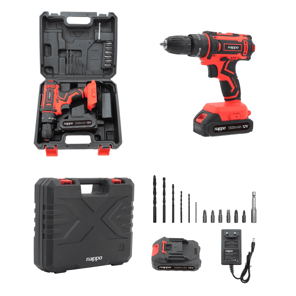 KIT TALADRO INALAMBRICO DE IMPACTO NAPPO 16 PCS NHK-217 33544