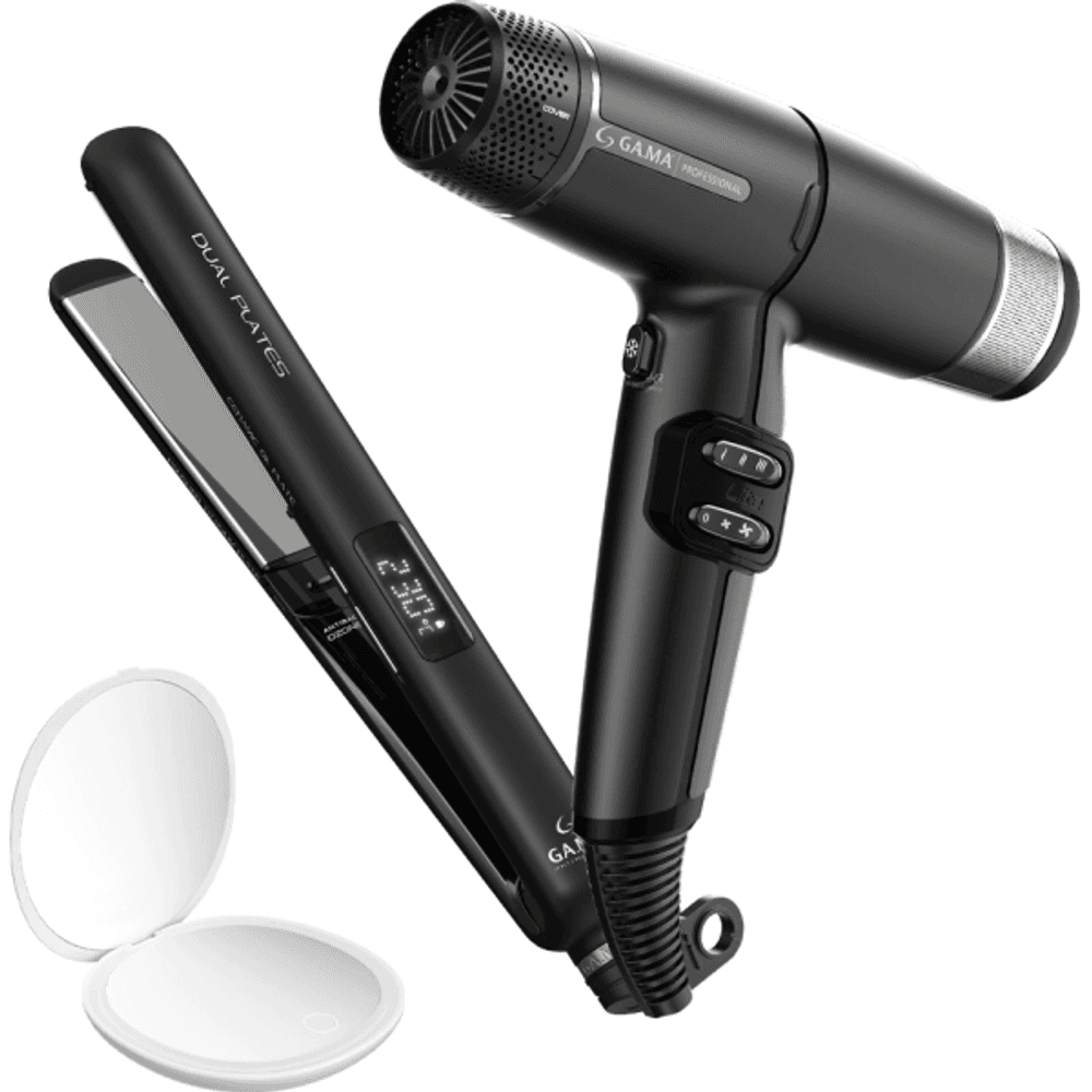 COMBO GAMA PROFESSIONAL PLANCHITA DUAL PLATES + SECADOR IQ LITE MAX (ESPEJO LED DE REGALO) 900-7194 39736