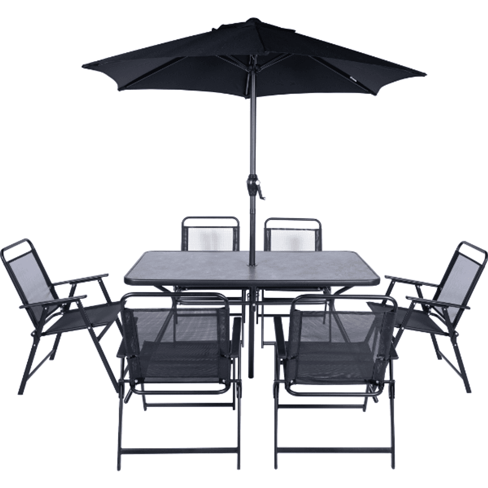 JUEGO JARDIN 8PZAS. NEGRO ((C)SOMBRILLA) GOLEADER GL-72831 42523