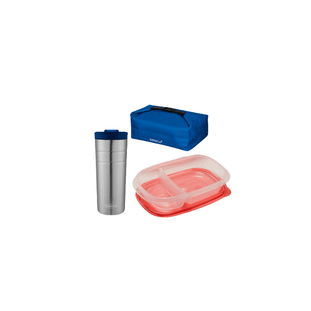 "COMBO BTS BOLSO TERMICO PQ + RECIPIENTE + VASO RUBBERMAID AZUL SISRUB758939" 44207
