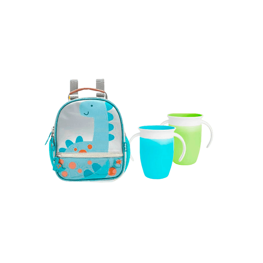 "COMBO BTS MOCHILA TERMICA DINO GRIS +2VASOS MIRACLE AZUL/VERDE BUBMU758892 44213