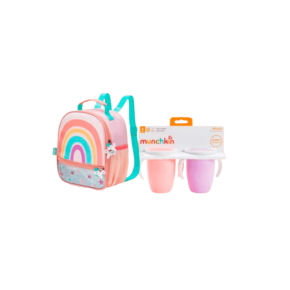 "COMBO BTS MOCHILA TERMICA ARCOIRIS +2VASOS MIRACLE ROSA/LILA BUBMU758908 44214