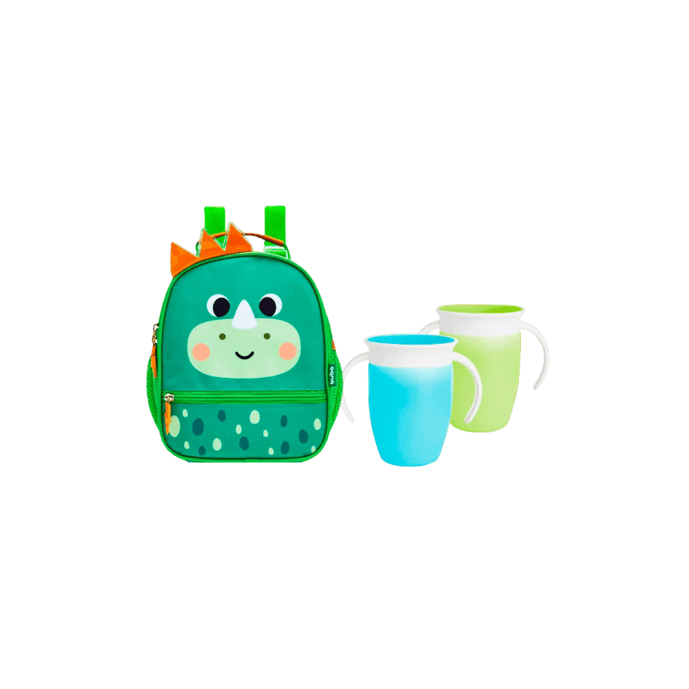 "COMBO BTS MOCHILA TERMICA DINO +2VASOS MIRACLE AZUL/VERDE BUBMU758915 44215