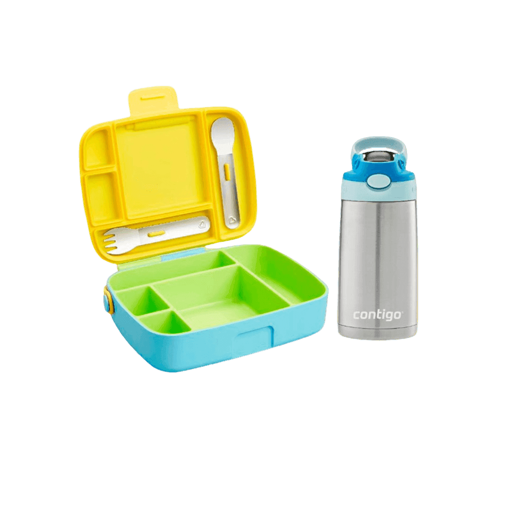 "COMBO BTS BENTO LUNCH BOX VERDE + BOTELLA TERMICA AUBREY BLUE GREEN APPLE 384ML 44217