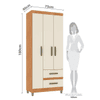 ROPERO PORTO 3 PUERTAS CINAMOMO/OFFWHITE - MOVELMAX 46664