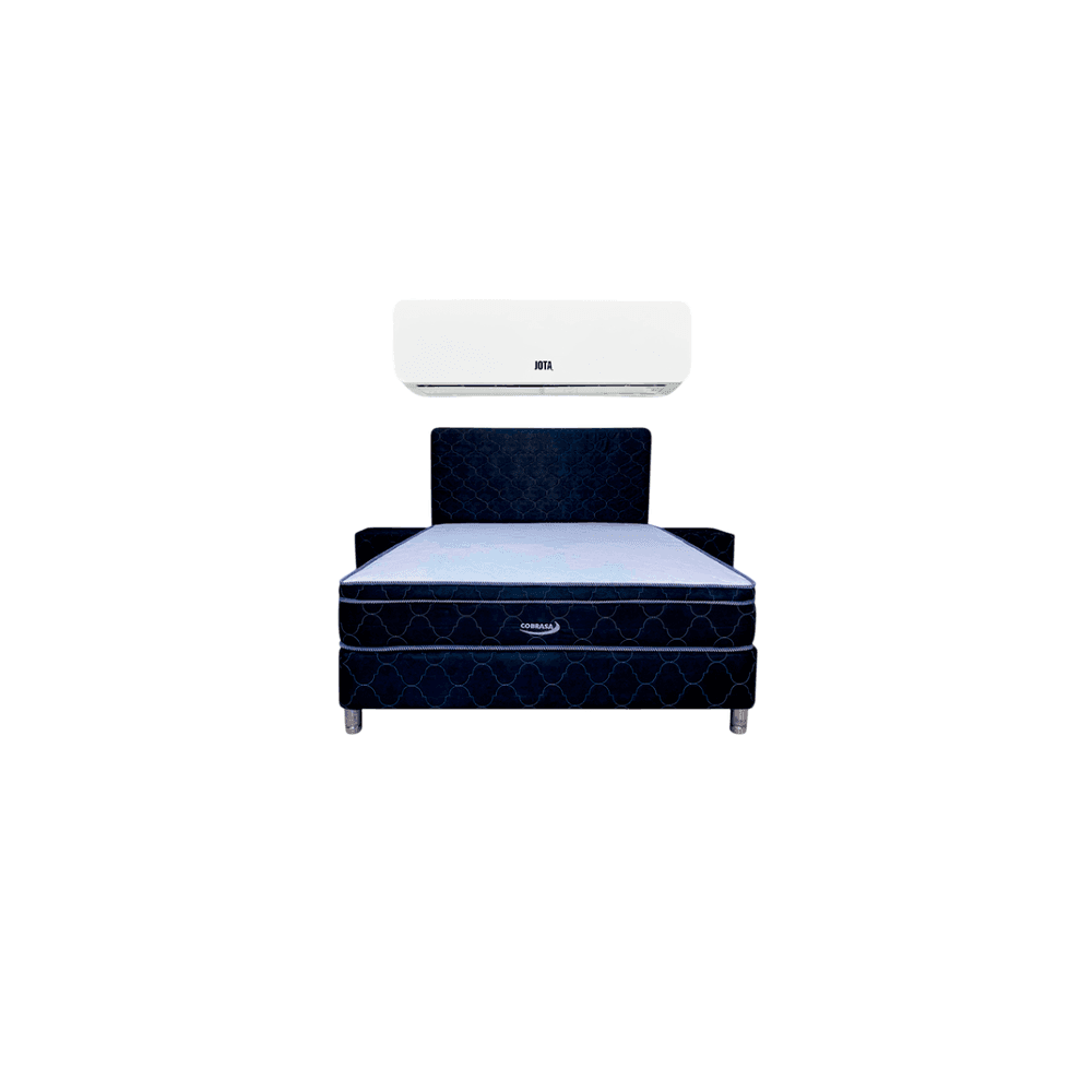COMBO SOMMIER COBRASA 140X190 AZUL + AIRE JOTA 12.000BTU + REGALO 81756
