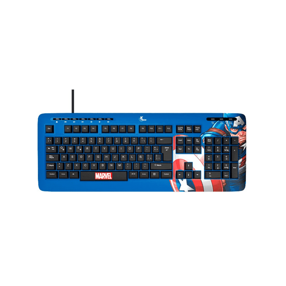TECLADO XTECH USB XTK-M401CA CAPITAN AMERICA ESP/AZUL/MULTIMEDIA 94214