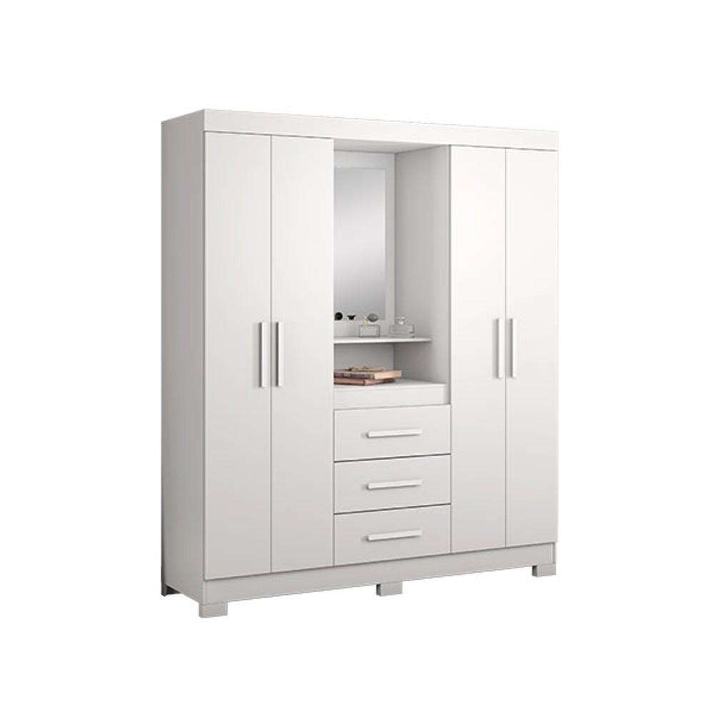 ROPERO PUERTAS CAJONES CON ESPEJO CAPELINHA NT NOTAVEL BLANCO ABB-160827