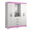 ROPERO PUERTAS CAJONES CON ESPEJO PUERTAS CAPELINHA NT NOTAVEL BLANCO|ROSA ABB-165822