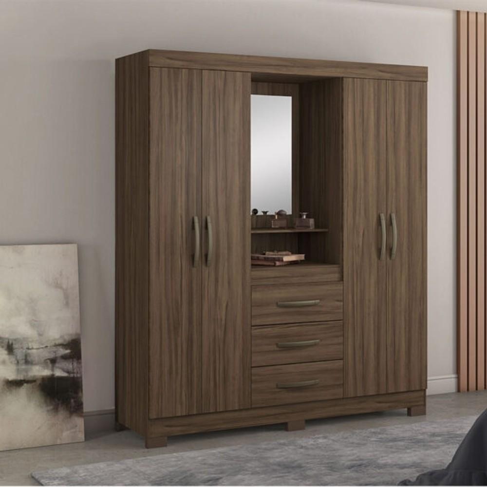 ROPERO PUERTAS CAJONES CON ESPEJO CAPELINHA NT NOTAVEL NOGAL TREND ABB-288453
