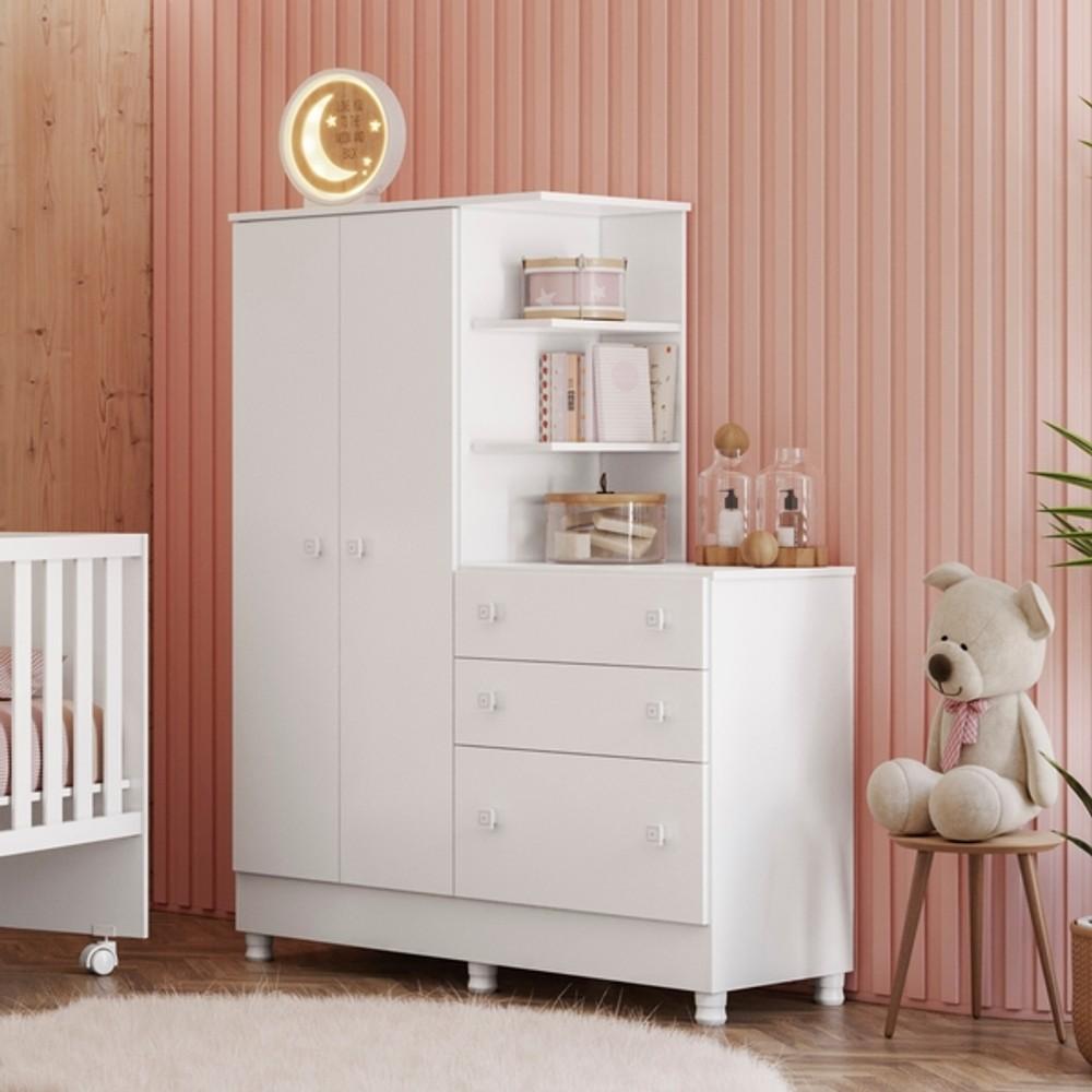 ROPERO CON CÓMODA PUERTAS CAJONES QMOVI BLANCO ABB-306553