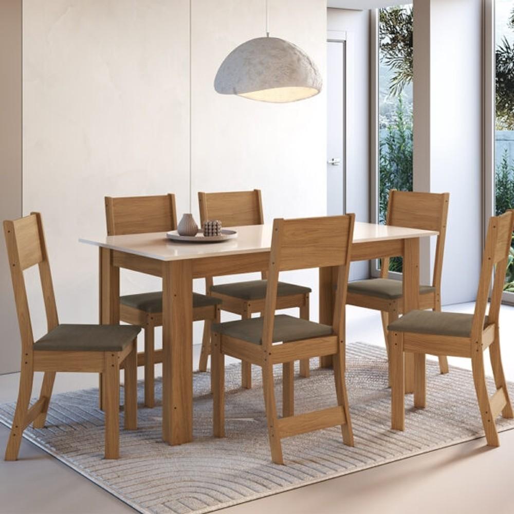 CONJUNTO COMEDOR SILLAS ATLANTA INDÉKES FREIJO | OFF WHITE | TELA CACAO ABB-326384