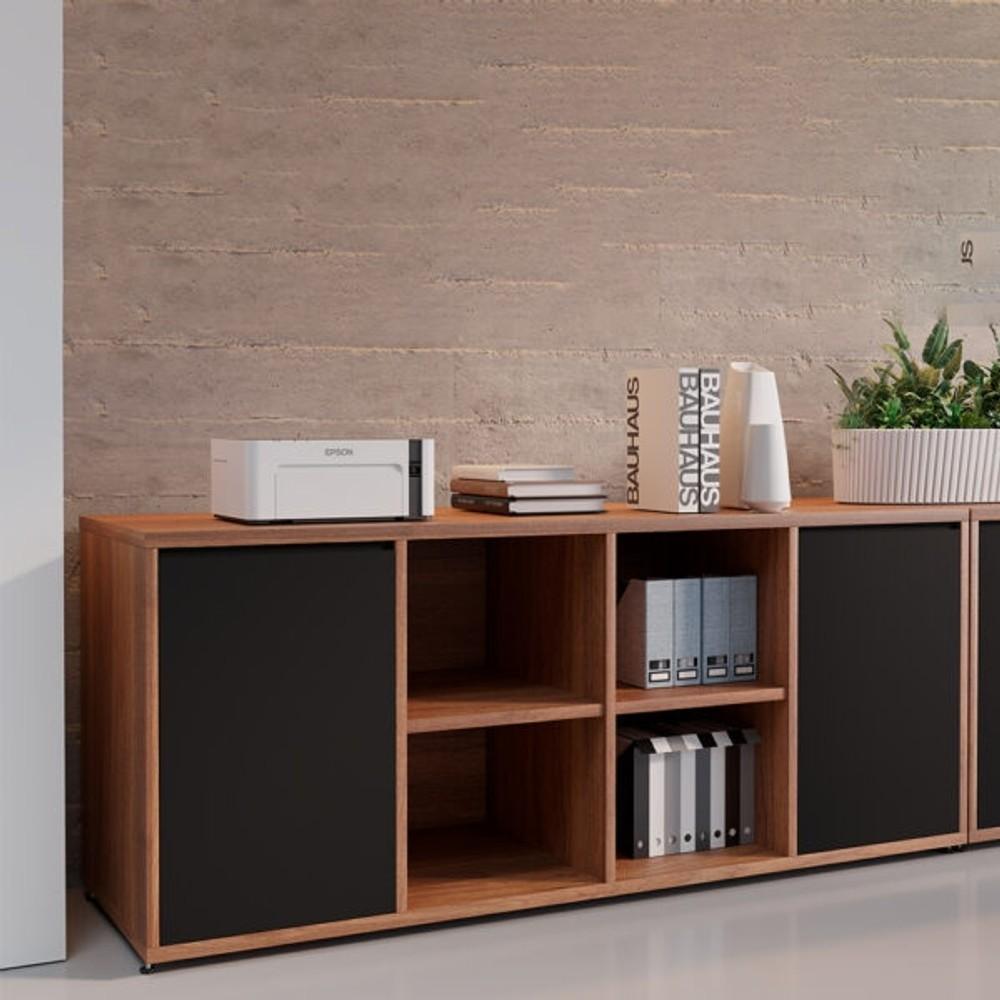 ARMARIO BAJO PREMIUM .. PUERTAS CON NICHO CENTRAL GIOBEL NOCE | NEGRO ABB-327909