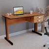 MESA DE ESCRITORIO ECONOMICA PERFECT . CON DOS CAJONES GIOBEL NOGAL | NEGRO ABB-328104