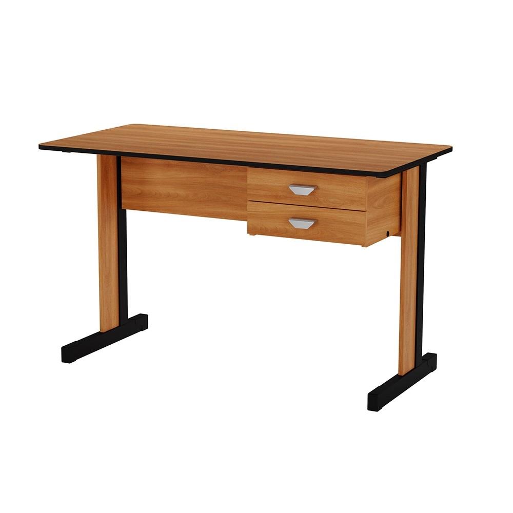 MESA DE ESCRITORIO ECONOMICA PERFECT . CON CAJONES GIOBEL NOGAL | NEGRO ABB-328111