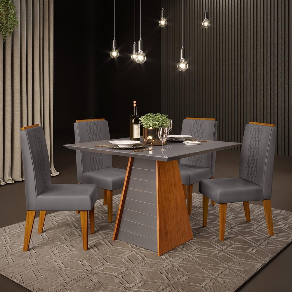 CONJUNTO COMEDOR CON VIDRIO FLER SILLAS LIA DJ FREIJO | GRIS URBANO | FREIJO | VELUD ABB-329125