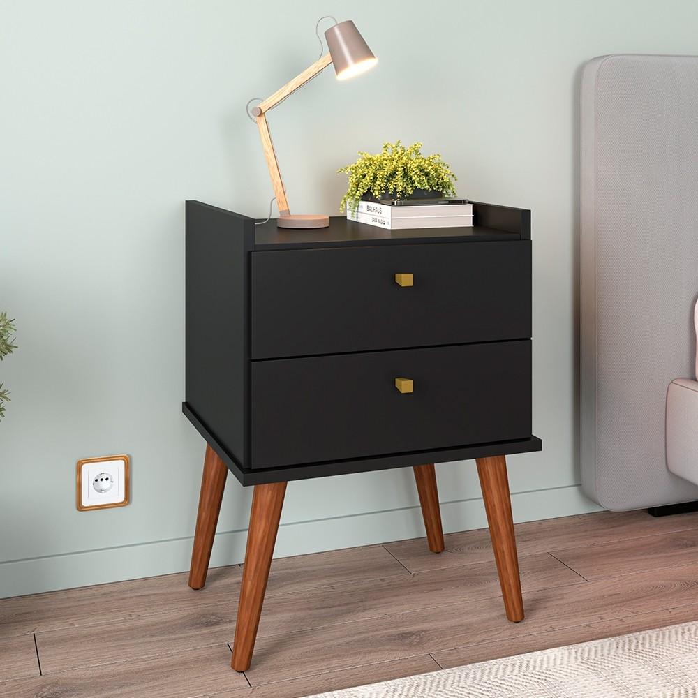 MESA DE LUZ CAJONES AROMA FIORELLO NEGRO ABB-329934