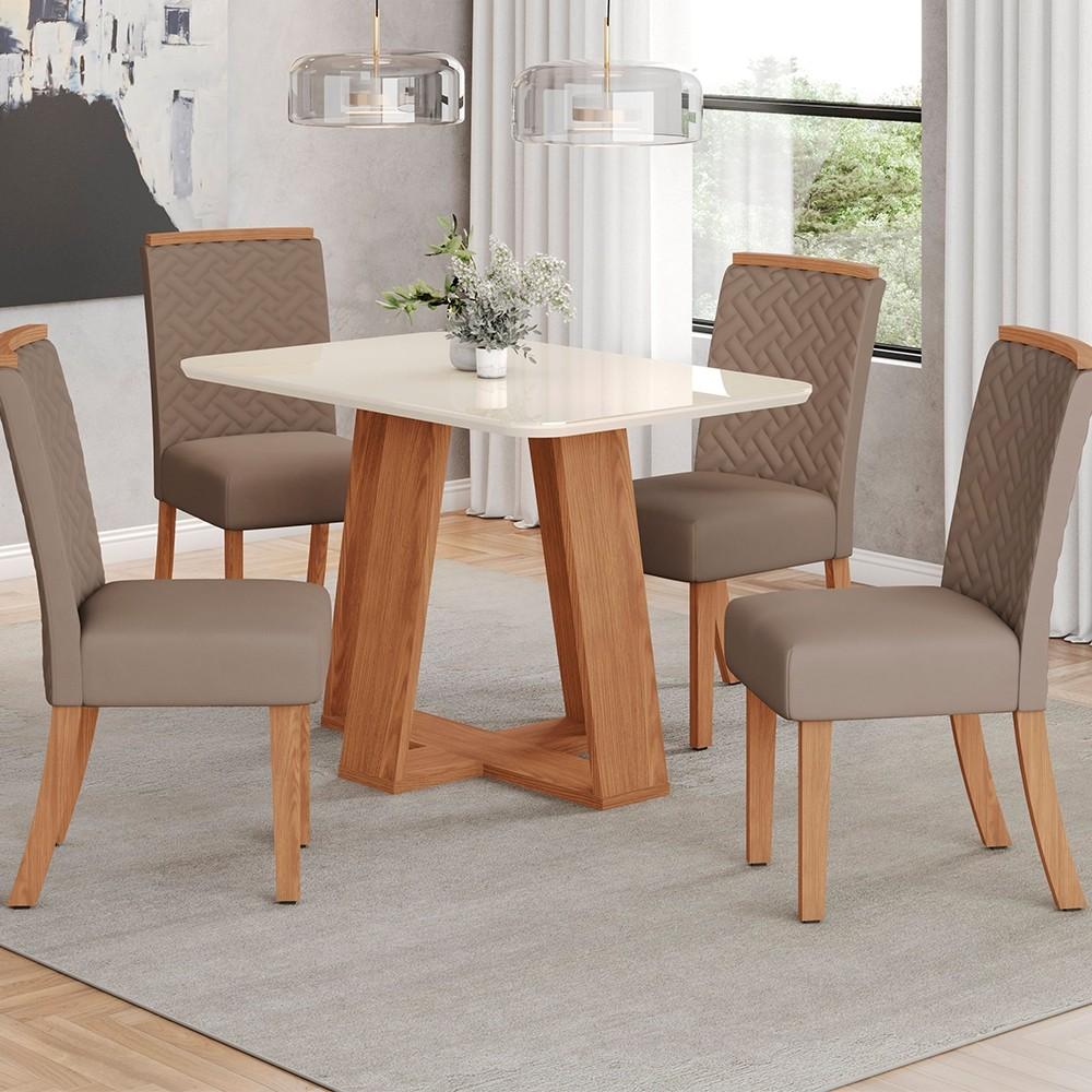 CONJUNTO COMEDOR CON VIDRIO LINS SILLAS MALU HENN NATURE | OFF WHITE | TAPIZADO ABB-331487