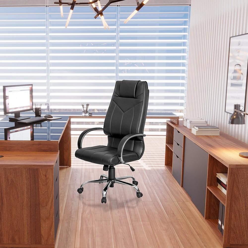 SILLA PRESIDENTE CROMADA LUNA . GIOBEL NEGRO ABB-332156