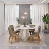 CONJUNTO COMEDOR CON VIDRIO REDONDO TOKYO SILLAS SOFIA DJ OFF WHITE | MADERA LINHO BEGE ABB-343251