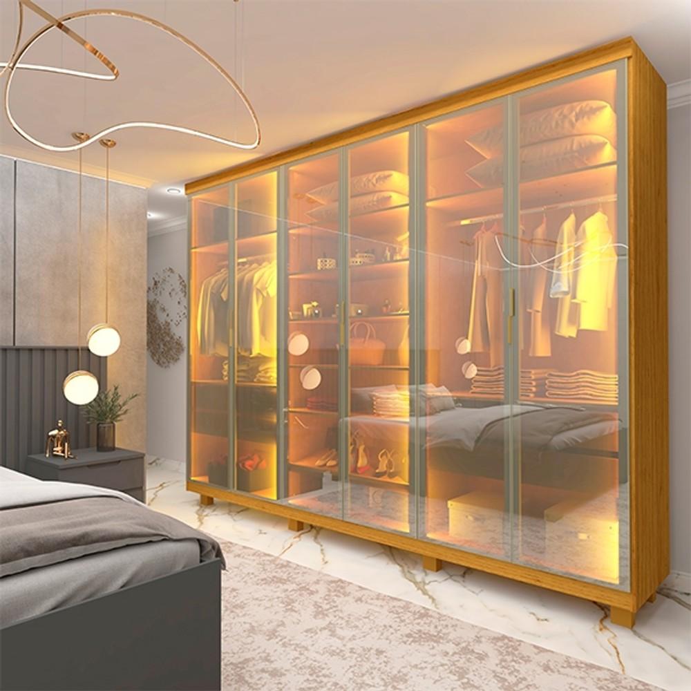 ROPERO PUERTAS REFLECTA CON LEDS CON ESPEJO IMPERATRIZ GELIUS NATURE ABB-344821