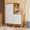 ROPERO CON CÓMODA PUERTAS CAJONES QMOVI FREIJO|BLANCO ABB-366328