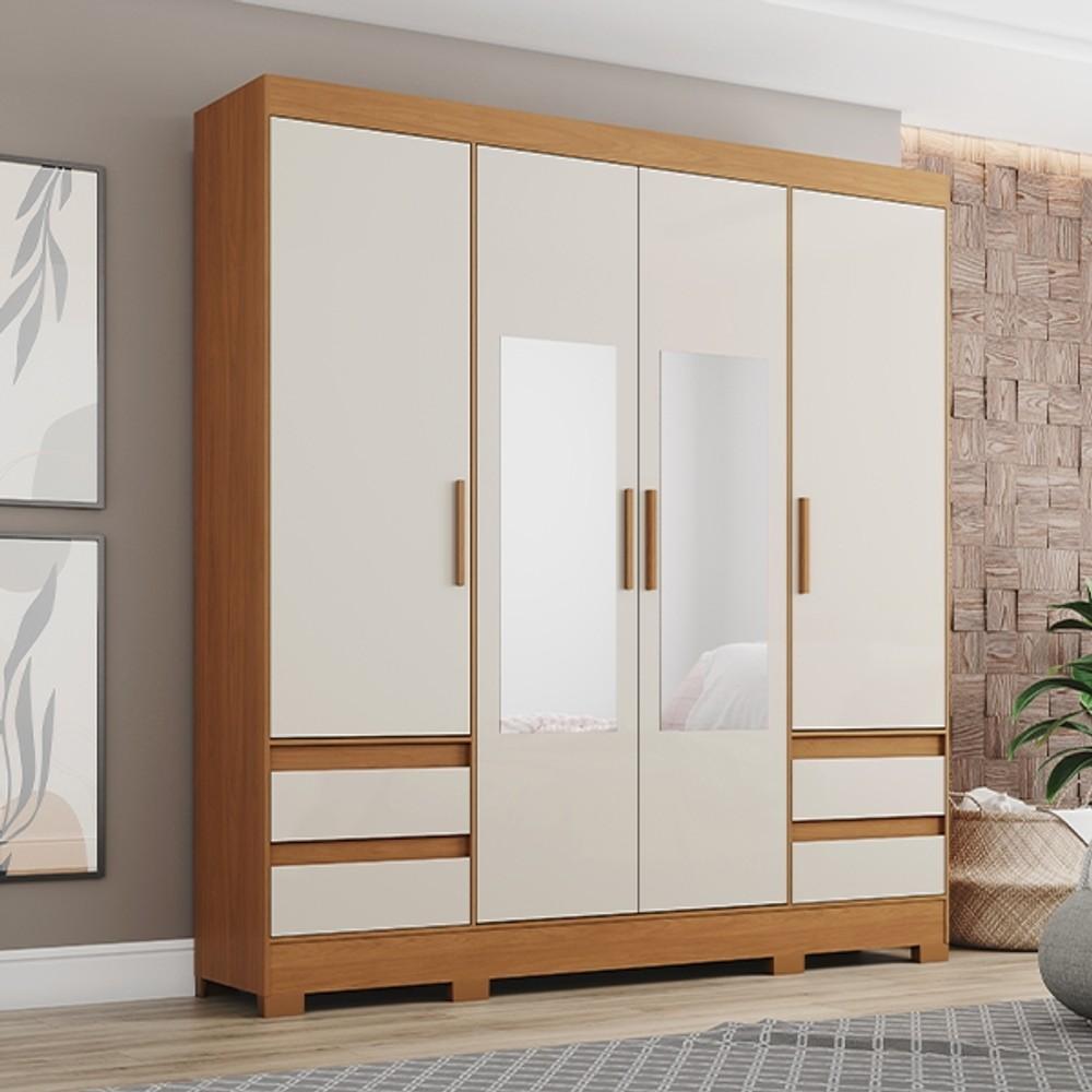 ROPERO PUERTAS CAJONES CON ESPEJO BE HENN CINAMOMO|OFF WHITE ABB-366557