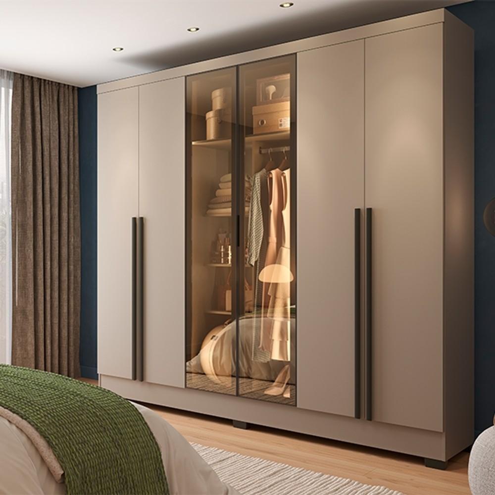 ROPERO PUERTAS REFLECTA CON LED CAJONES MEMPHIS J&A DUNA ABB-366809