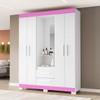 ROPERO PUERTAS CAJONES CON ESPEJO CAPELINHA NT NOTAVEL BLANCO|ROSA FLEX ABB-367301