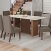 CONJUNTO COMEDOR VIVIAN ARREDONDADO CON VIDRIO SILLAS ELOA HENN OFF WHITE | TELA MA ABB-367639