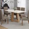 CONJUNTO COMEDOR RECTO CON VIDRIO LINS SILLAS NINA HENN OFF WHITE | TELA MARRON ALME ABB-367653