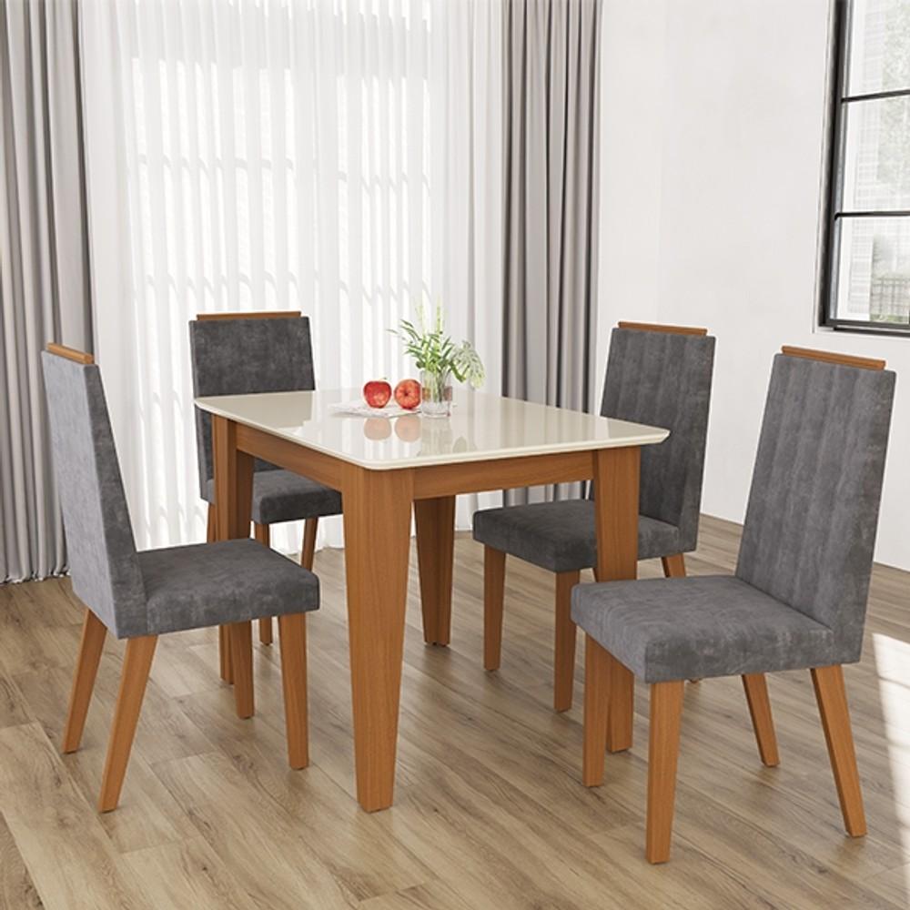CONJUNTO COMEDOR SILLAS SUECIA INDEKÉS FREIJO | OFF WHITE | TELA TITANIO ABB-367752