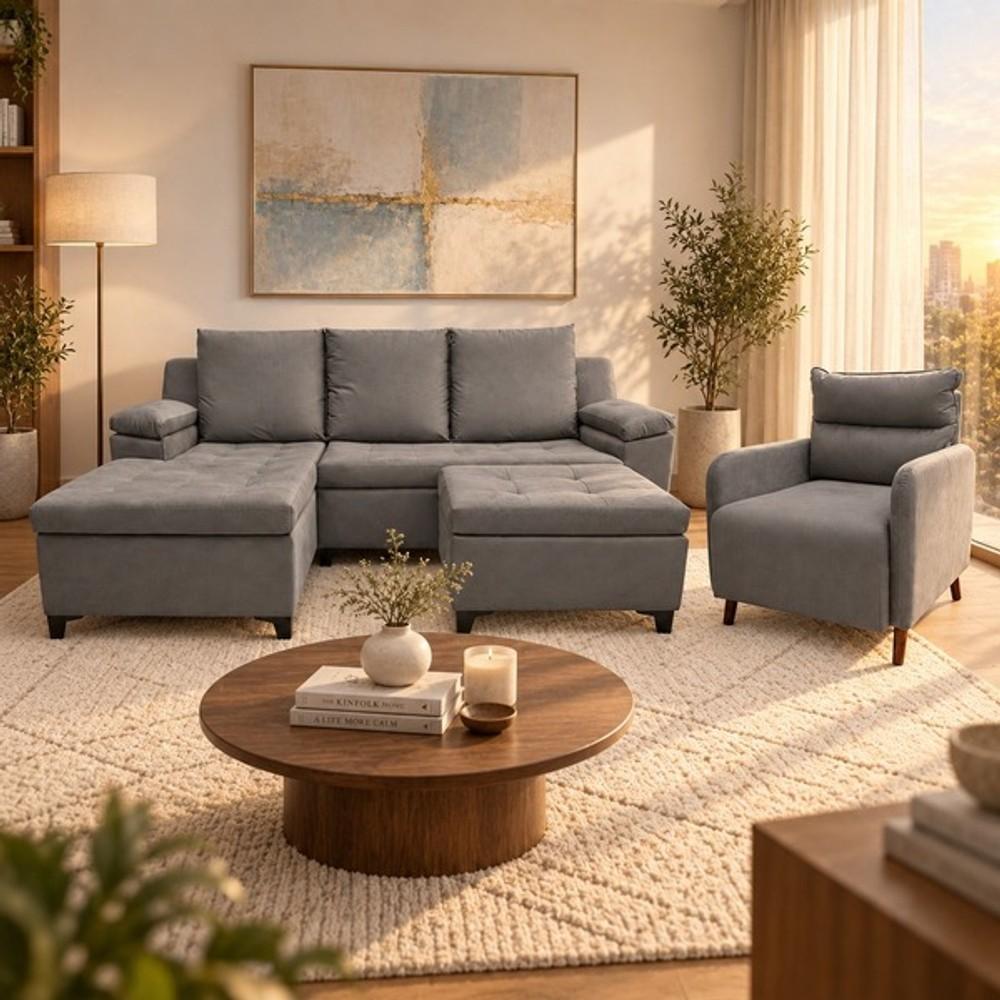 SOFA NEW RAVENA TRES CHAISE PUFF POLTRONA ABB-368209