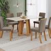 CONJUNTO COMEDOR LISA RECTO CON VIDRIO SILLAS THAINÁ CINAMOMO|OFF WHITE | MARRON ALM ABB-369190