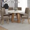 CONJUNTO COMEDOR LINS REDONDO SILLAS MALU HENN NATURE|OFF WHITE|NATURE MARRON ALMEN ABB-369206