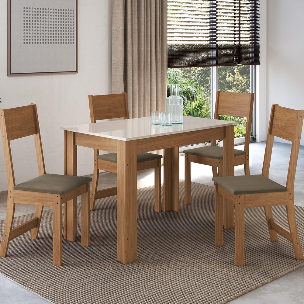 CONJUNTO COMEDOR SILLAS ATLANTA INDÉKES NOCE | TELA GRAFITE INDÉKES FREIJO | OFF WH ABB-326360