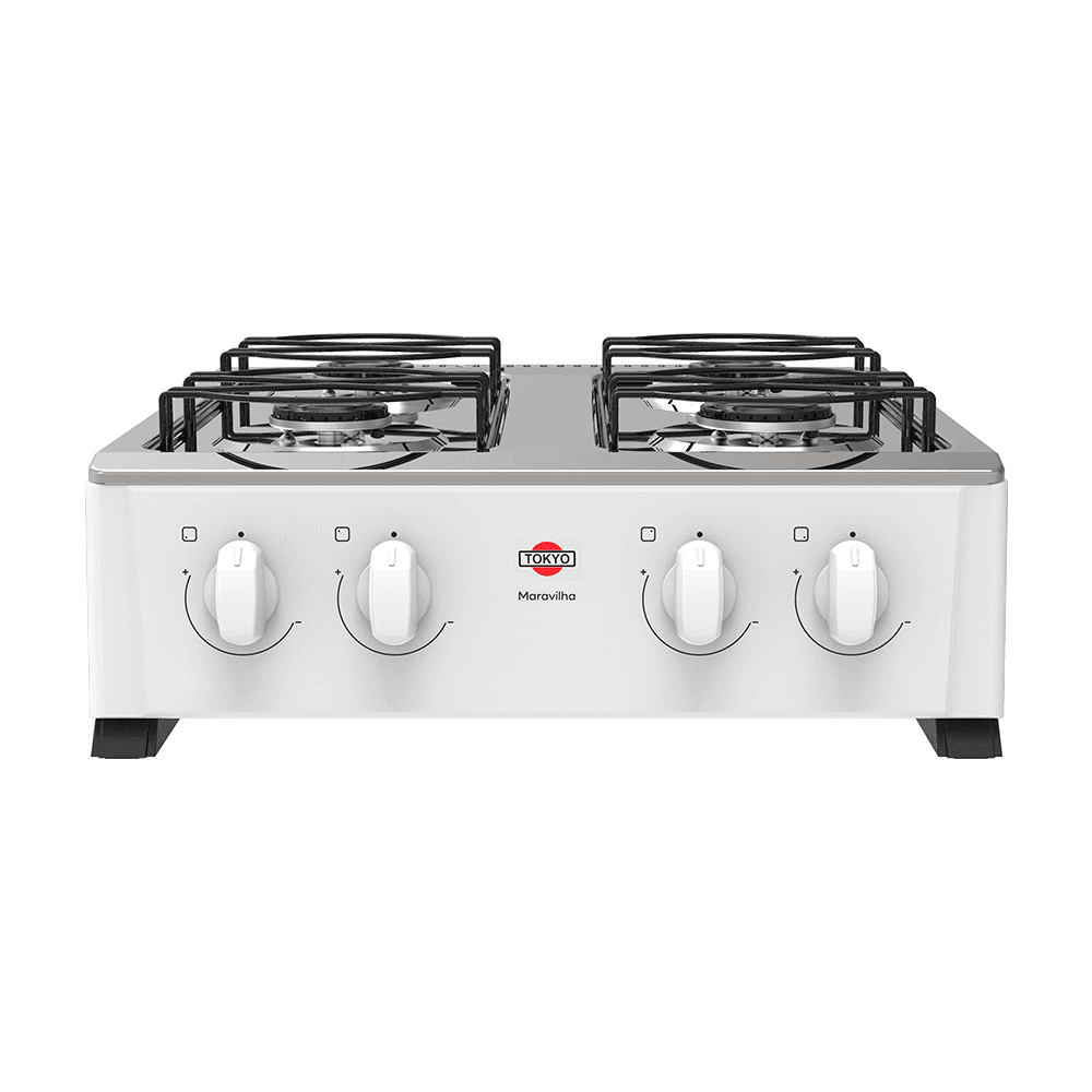 COCINA A GAS TOKYO MARAVILHA 4H BLANCO MESADA INOX COTOMLB