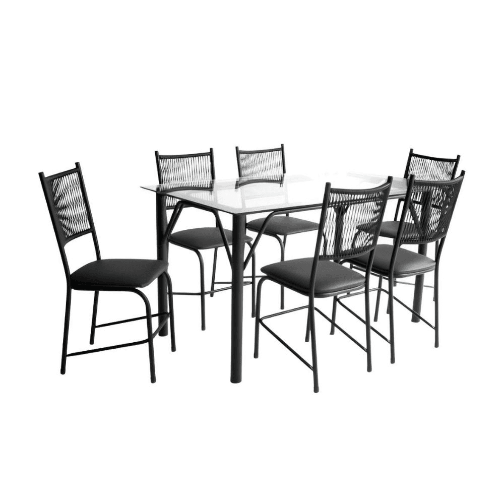 JUEGO DE MESA FAMAIS CAIRO VIDRI 140X80 6S INV-98130