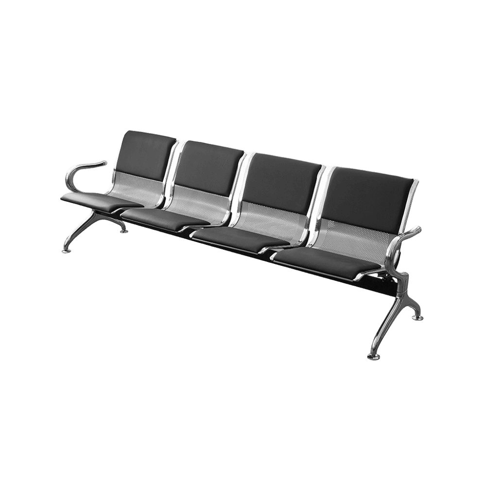 SILLA DE ESPERA TANDEM 4 CUERPOS CENTURY (ALMOHADON NEGRO) LEVEL LVS-095