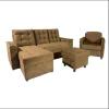 Sofá Unanime Ypane 3L + Poltrona + Puff Beige SEL-5ea978eb