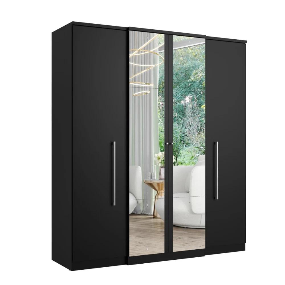 Ropero Unanime Splendore 4 Puertas con Espejo Negro SEL-6041d649