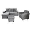 Sofá Unanime Ypane 3L + Poltrona + Puff Gris SEL-75cc8740