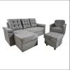 Sofá Unanime Ypane 3L + Poltrona + Puff Gris SEL-75cc8740